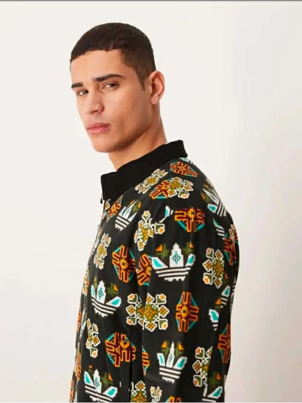 Adidas Monogram Allover Print Corduroy Coach Jacket - Men's size LARGE